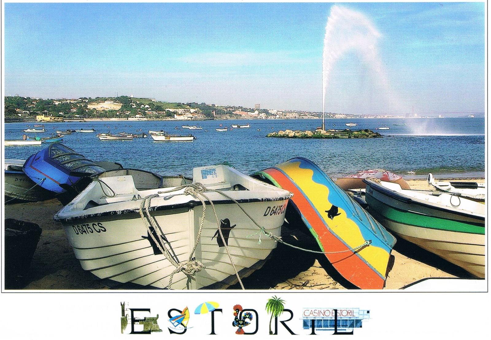 Estoril Bay Boats and Fountain Premium Postcard