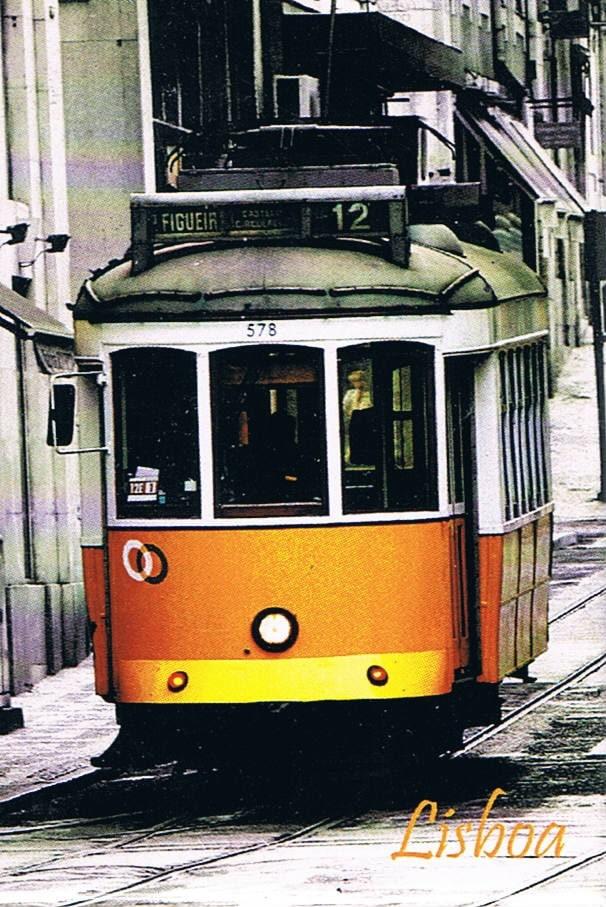 Orange and Yellow Lisbon Tram Close-Up Premium Fridge Magnet