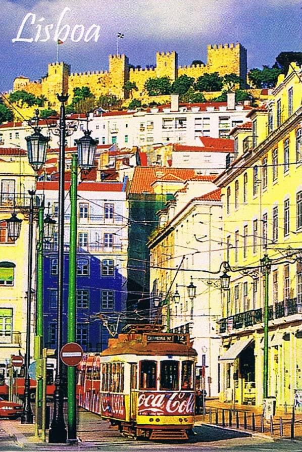 Yellow Tram & São Jorge Castle Lisbon Premium Fridge Magnet