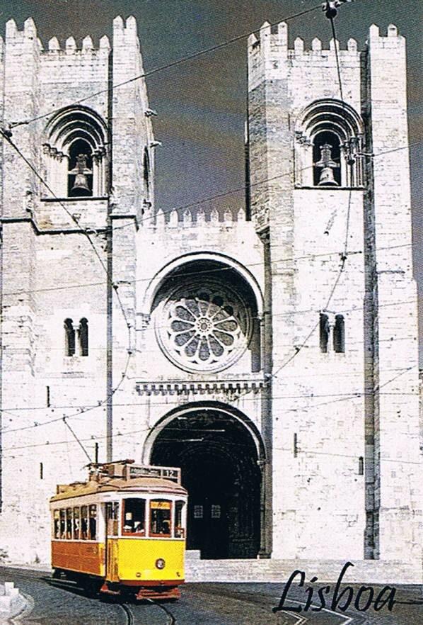Lisbon Cathedral & Yellow Tram Premium Fridge Magnet