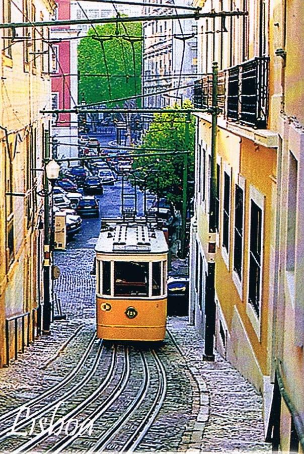 Bica Funicular on Cobbled Lisbon Street Premium Fridge Magnet