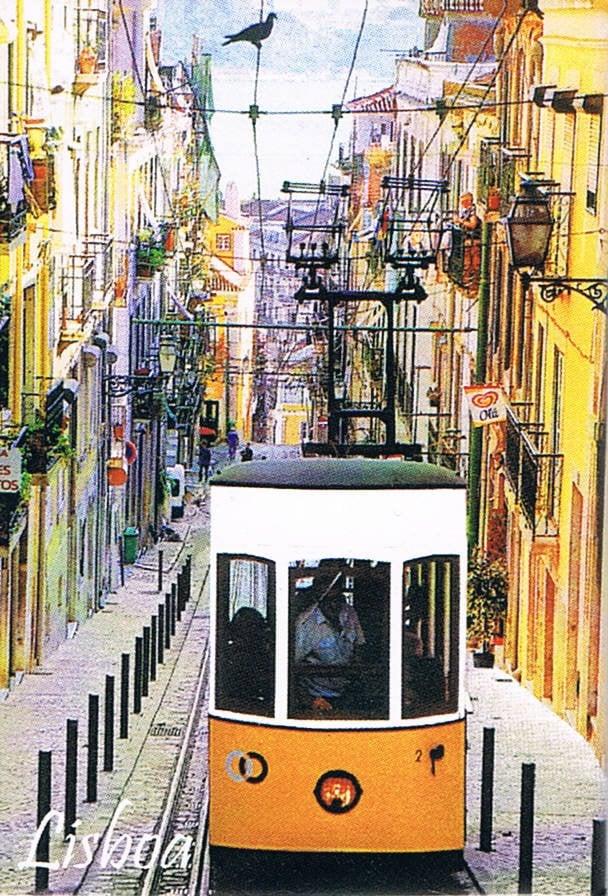 Orange Lisbon Tram on Narrow Street Premium Fridge Magnet