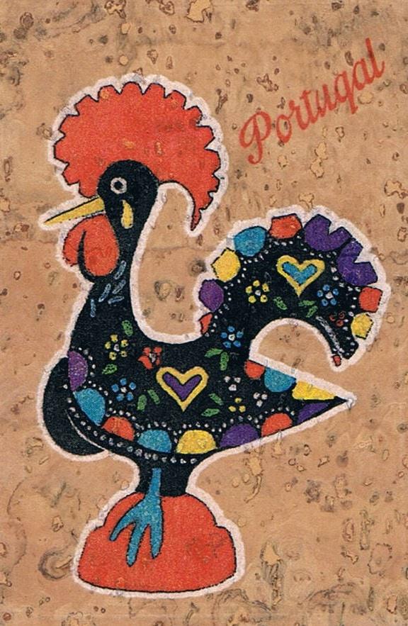 Colourful Galo de Barcelos Cork Fridge Magnet