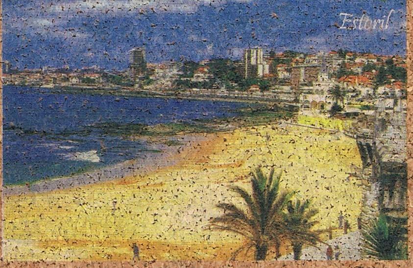 Estoril Sandy Beach and Seafront Cork Fridge Magnet