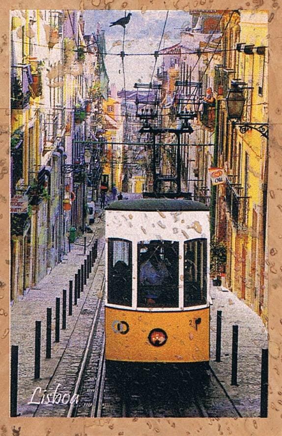 Bica Funicular on Narrow Lisbon Street Cork Fridge Magnet