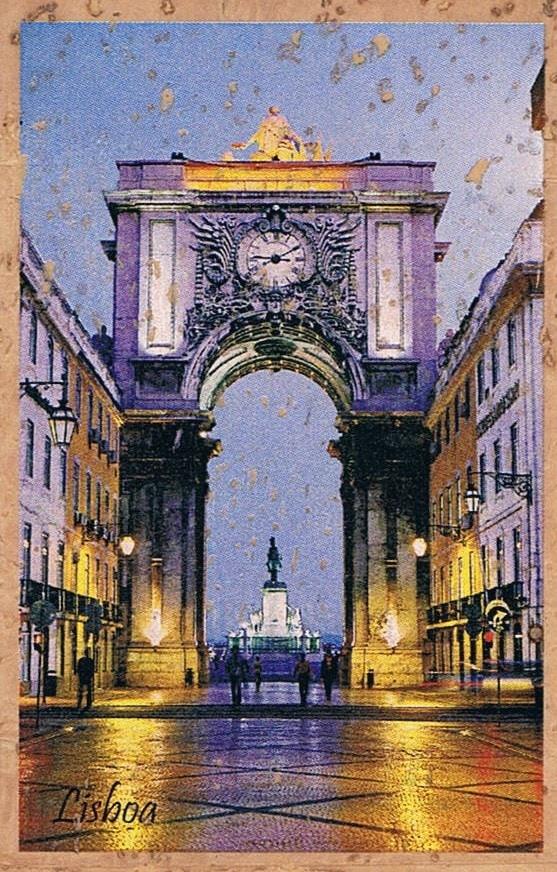 Rua Augusta Arch Illuminated at Dusk Cork Fridge Magnet