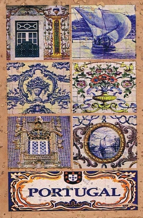 Portuguese Maritime Azulejo Mosaic Vertical Cork Fridge Magnet