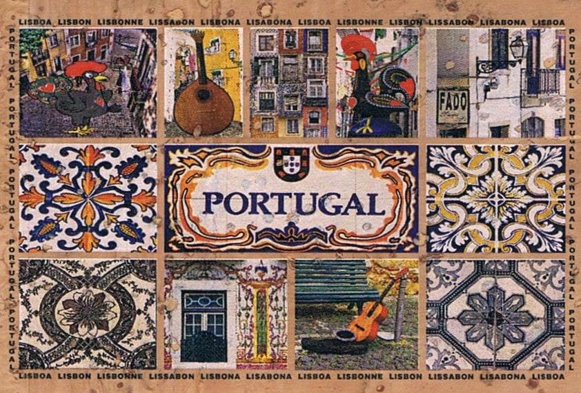 Portuguese Guitar, Rooster and Azulejos Cork Fridge Magnet