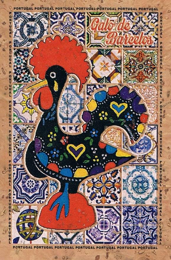 Galo de Barcelos and Azulejos Cork Fridge Magnet