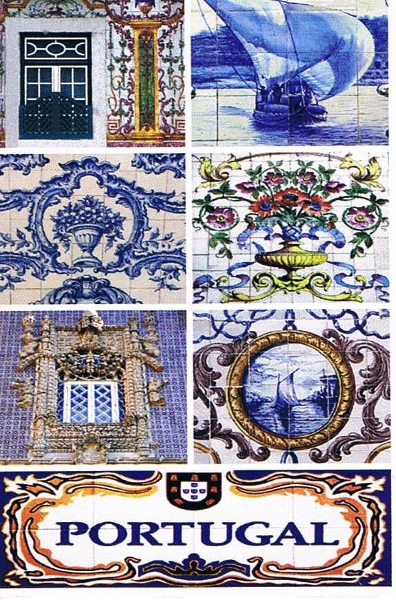 Portuguese Sailing Ship and Azulejo Collage Premium Fridge Magnet