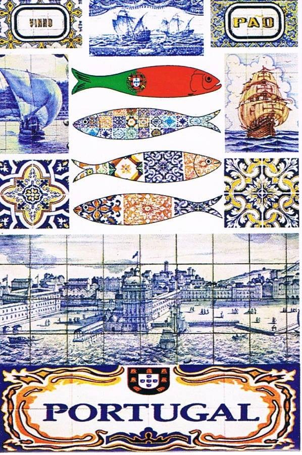 Portugal Sailing Ships, Sardines and Azulejos Premium Fridge Magnet
