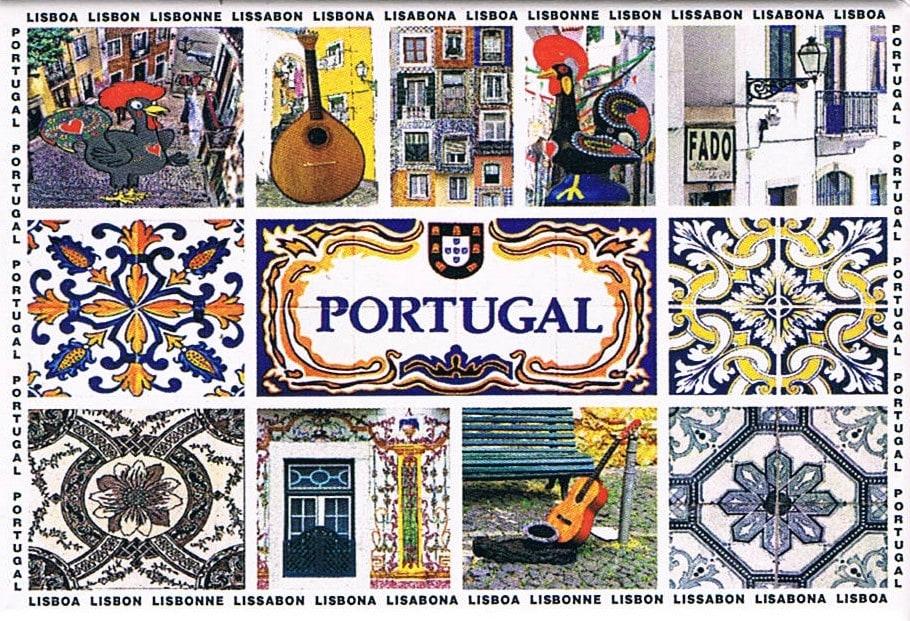 Portugal Azulejos and Portuguese Guitar Collage Premium Fridge Magnet