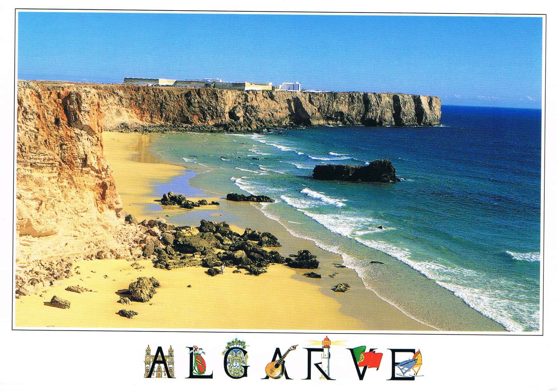 Sagres Cliffs and Sandy Beach Premium Postcard