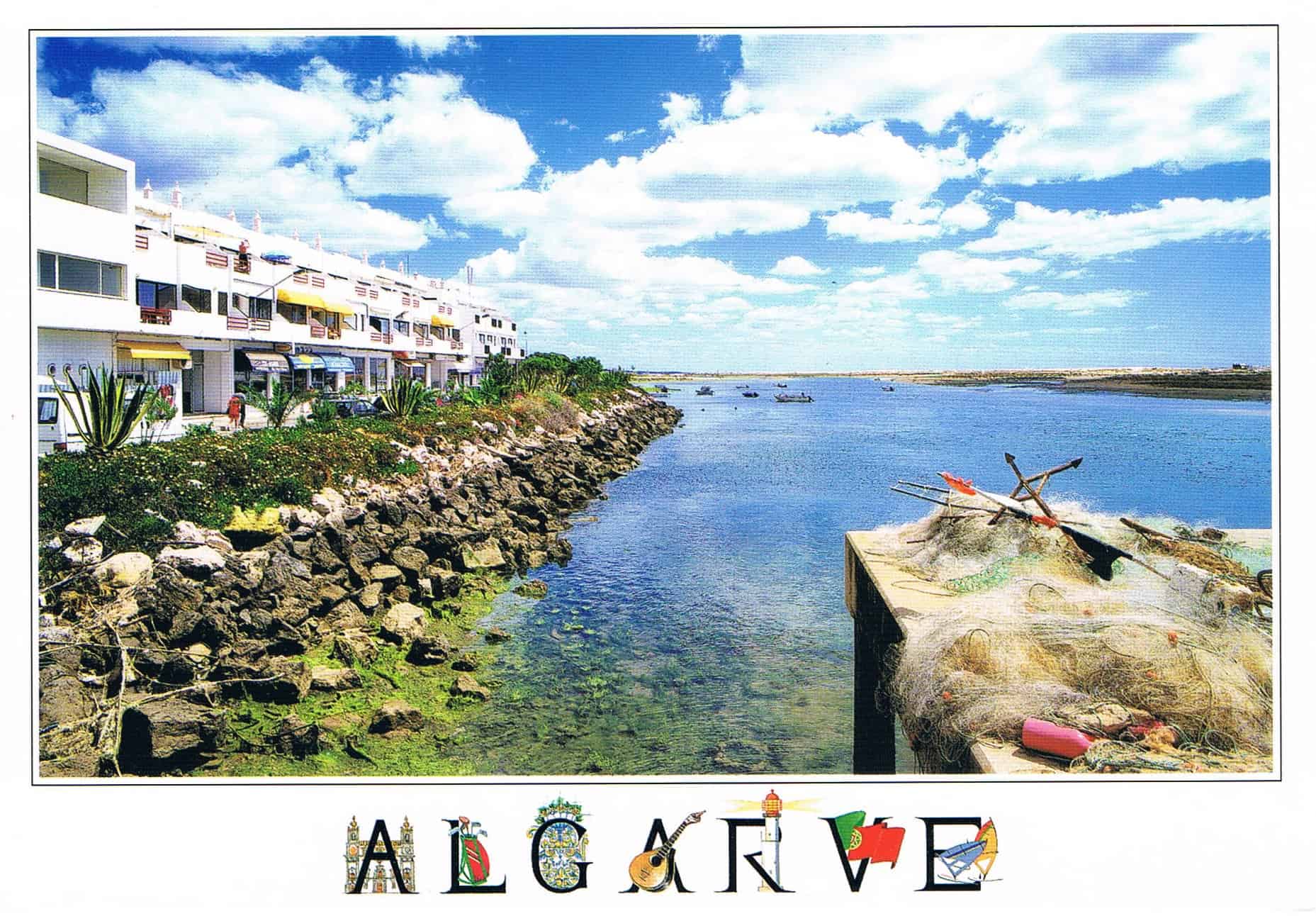 Cabanas de Tavira Waterfront and Fishing Boat Premium Postcard