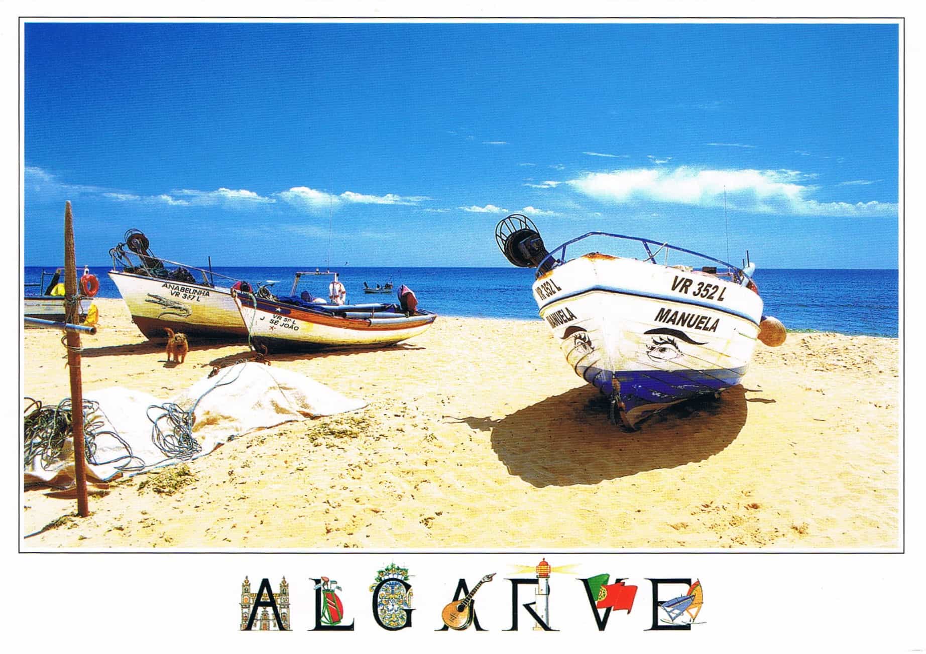 Monte Gordo Fishing Boats on the Sand Premium Postcard