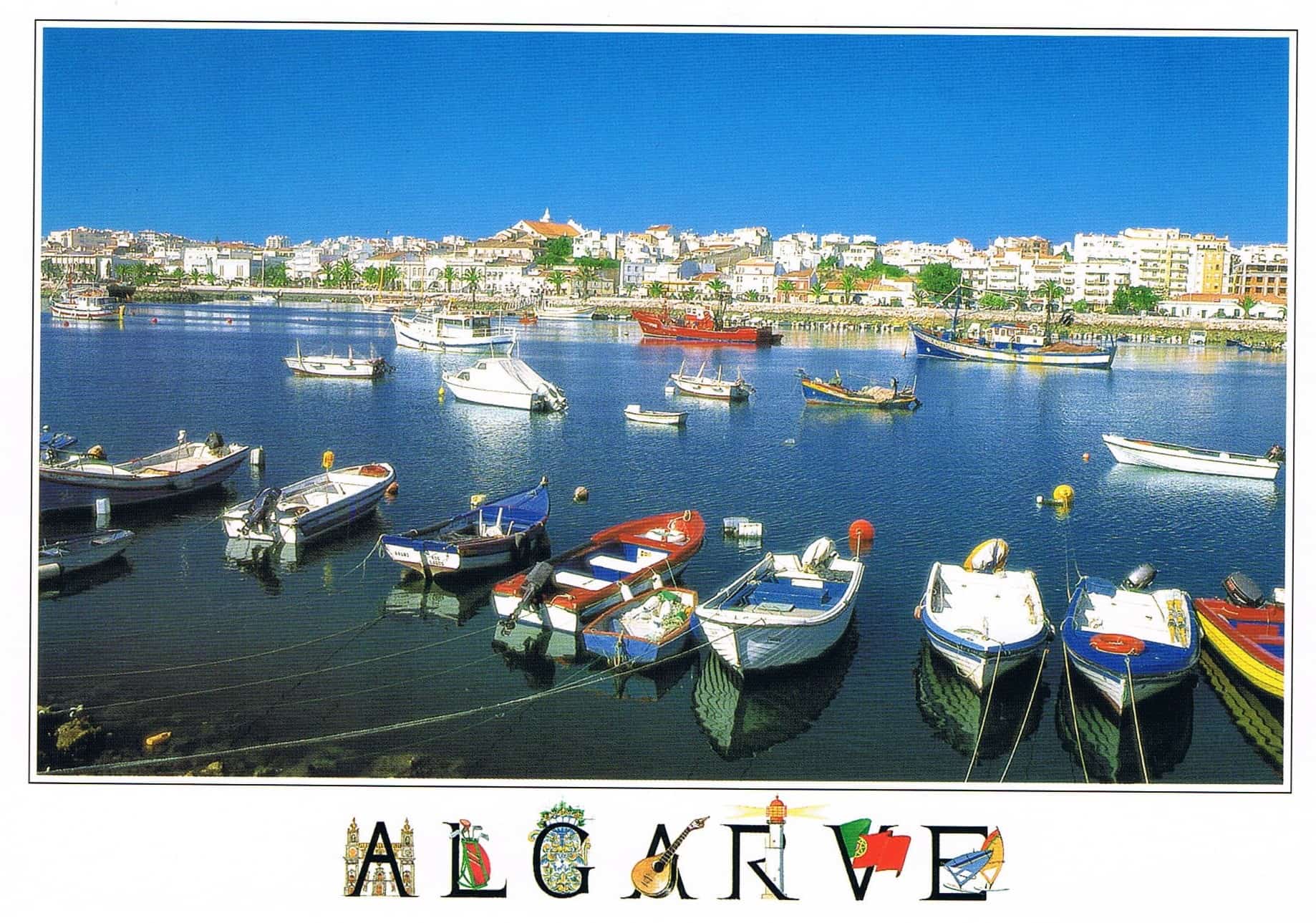 Lagos Harbour Fishing Boats Panorama Premium Postcard