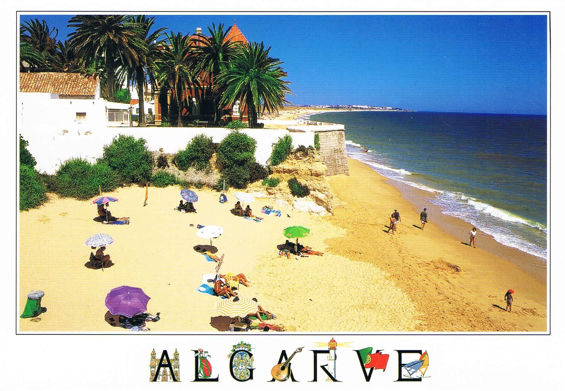 Armação de Pêra Beach and Palms Premium Postcard