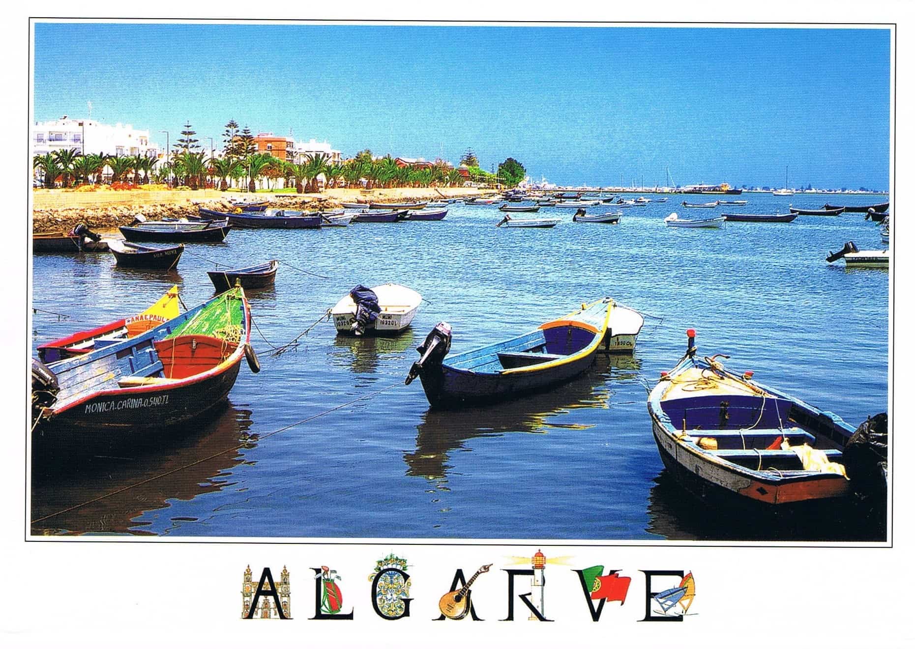 Olhão Fishing Boats and Waterfront Premium Postcard