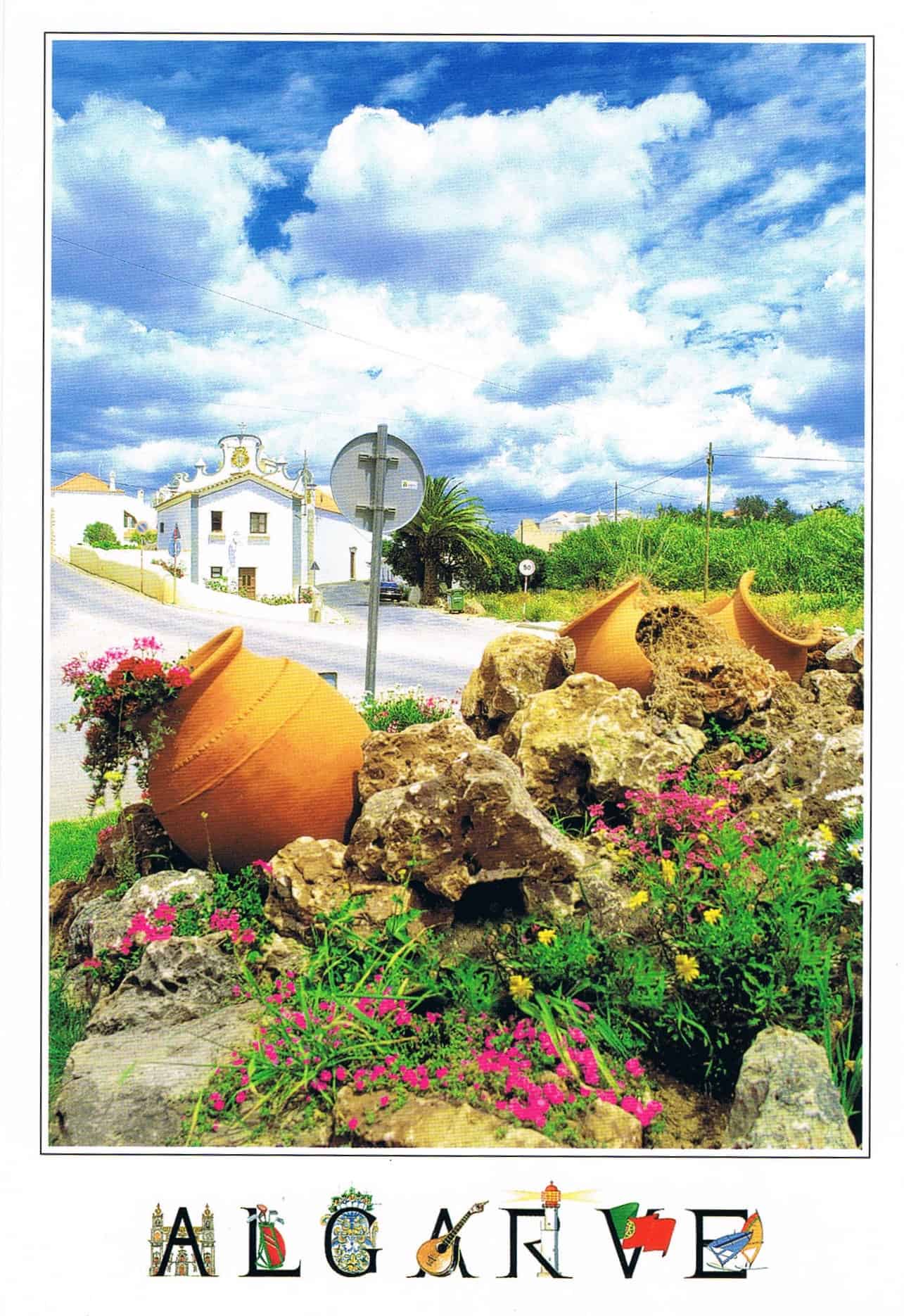 Conceição Algarve Village and Terracotta Pots Premium Postcard