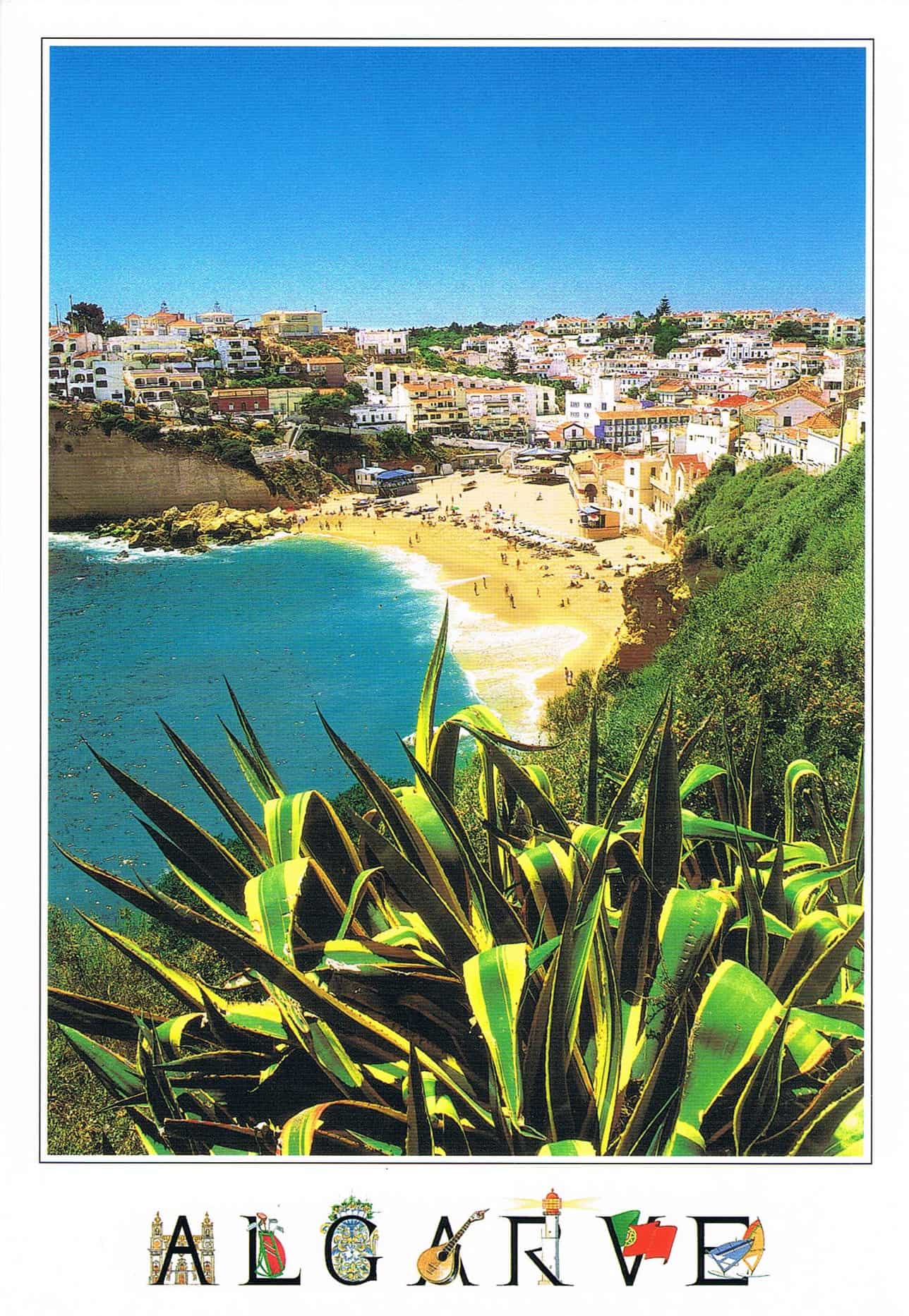 Carvoeiro Beach and Village View Premium Postcard