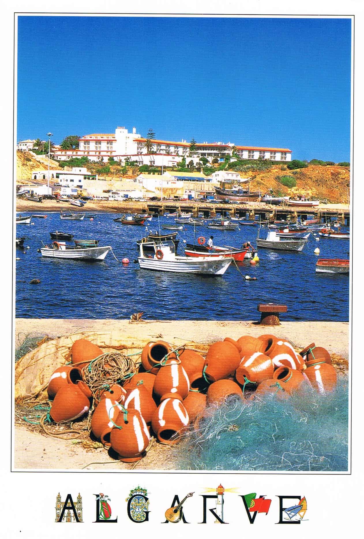 Sagres Fishing Harbour and Octopus Pots Premium Postcard