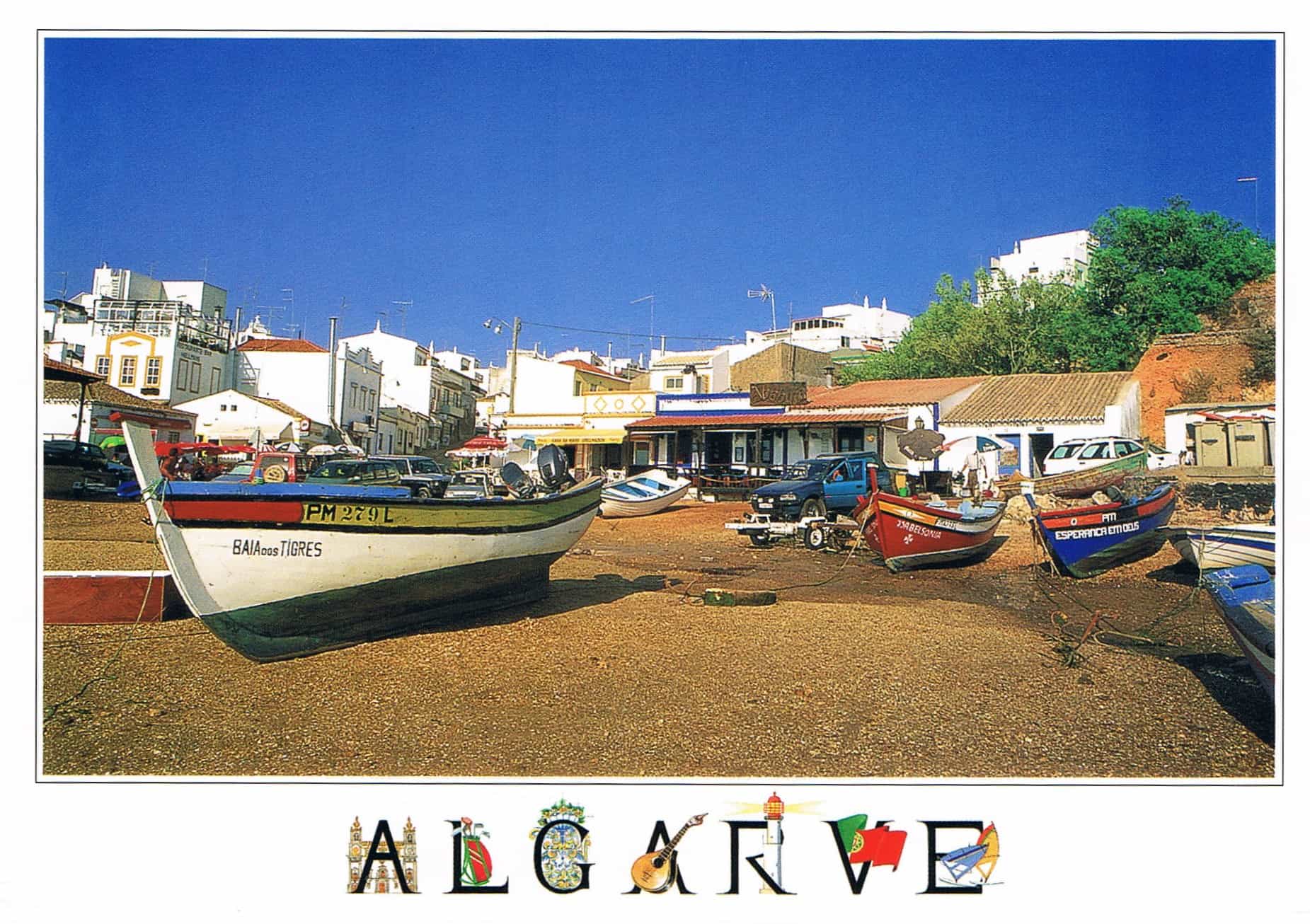 Alvor Fishing Boats on Shore Premium Postcard