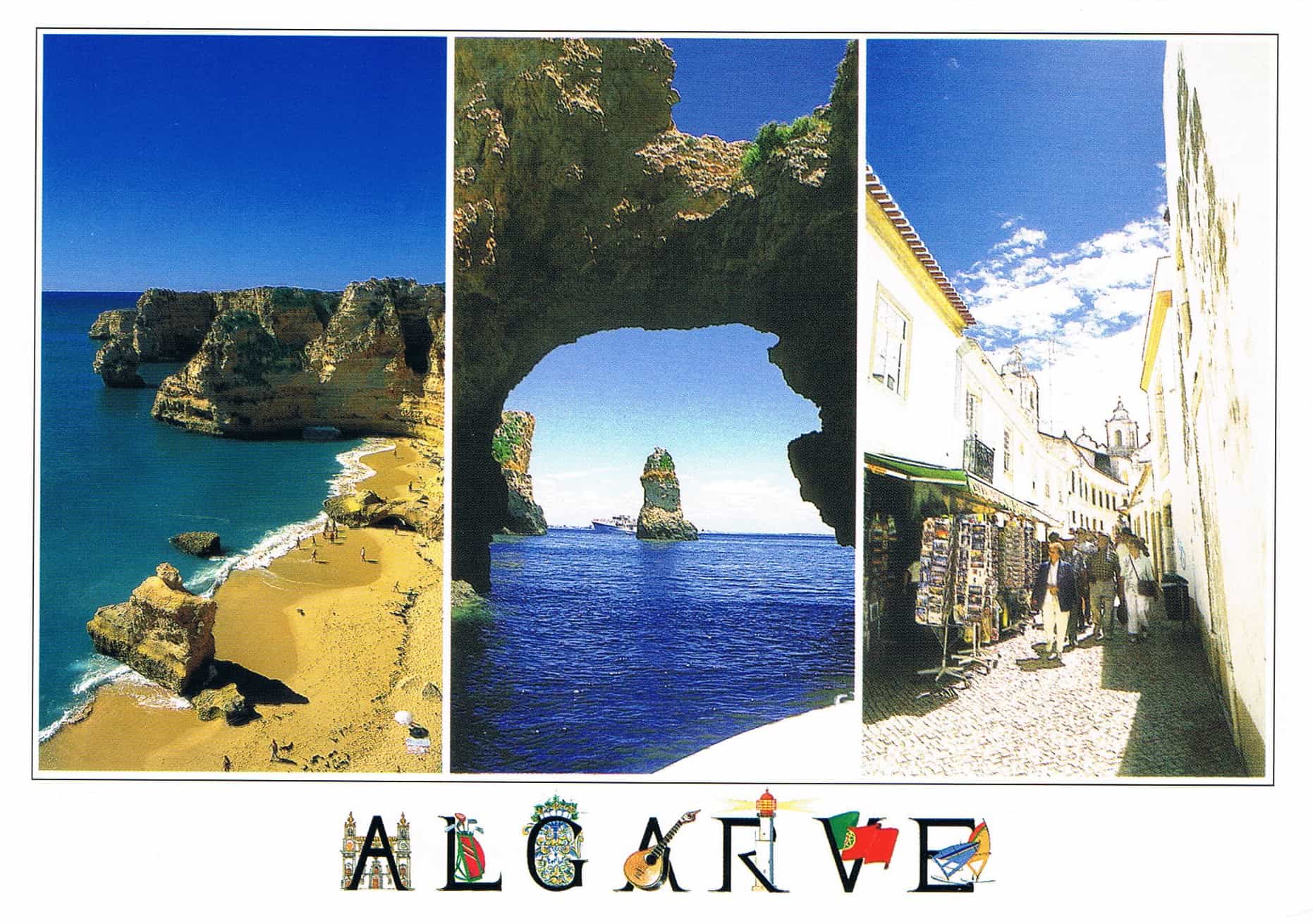 Albufeira Lagos and Praia da Rocha Triptych Premium Postcard