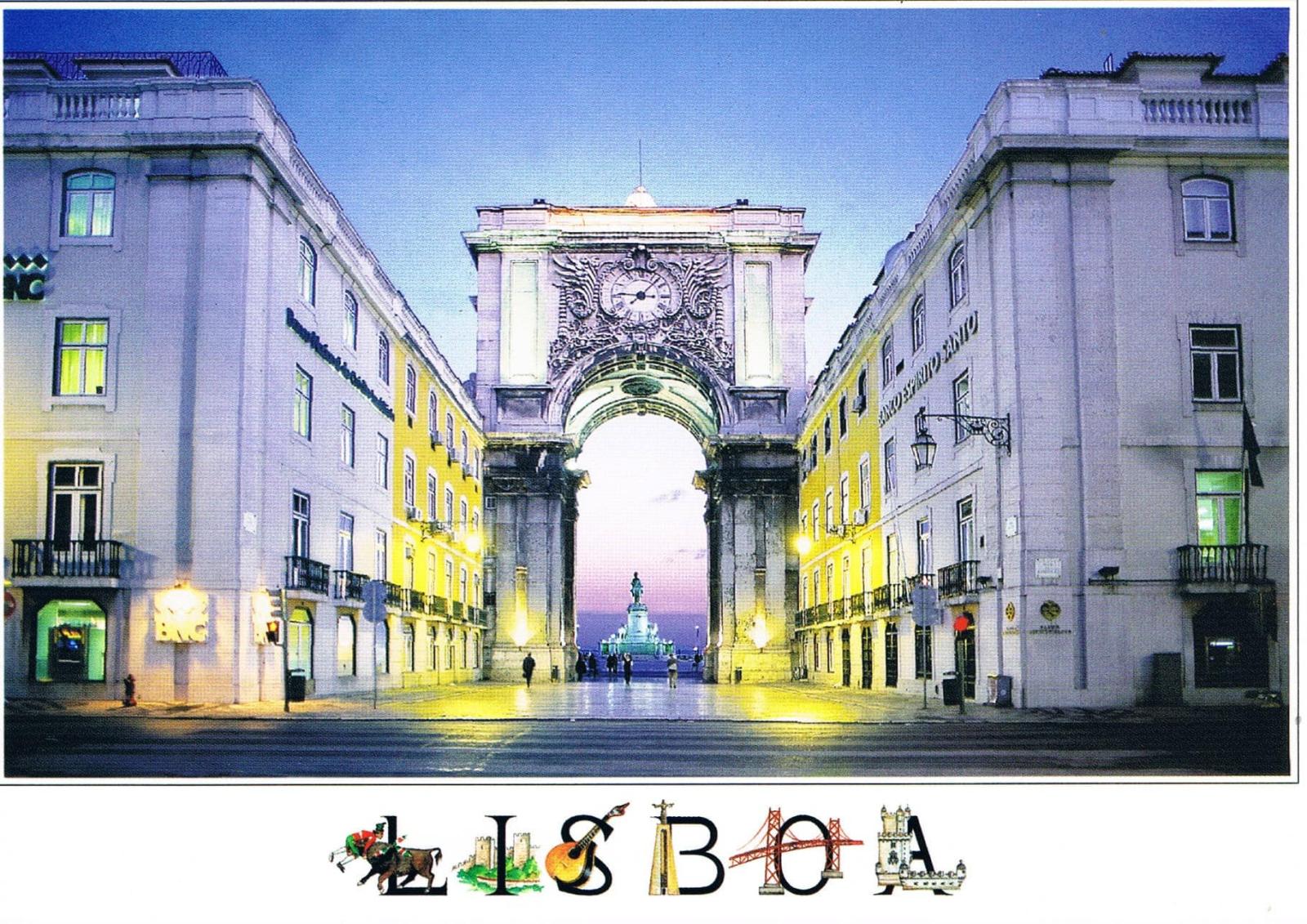 Rua Augusta Arch Lisbon at Twilight Premium Postcard