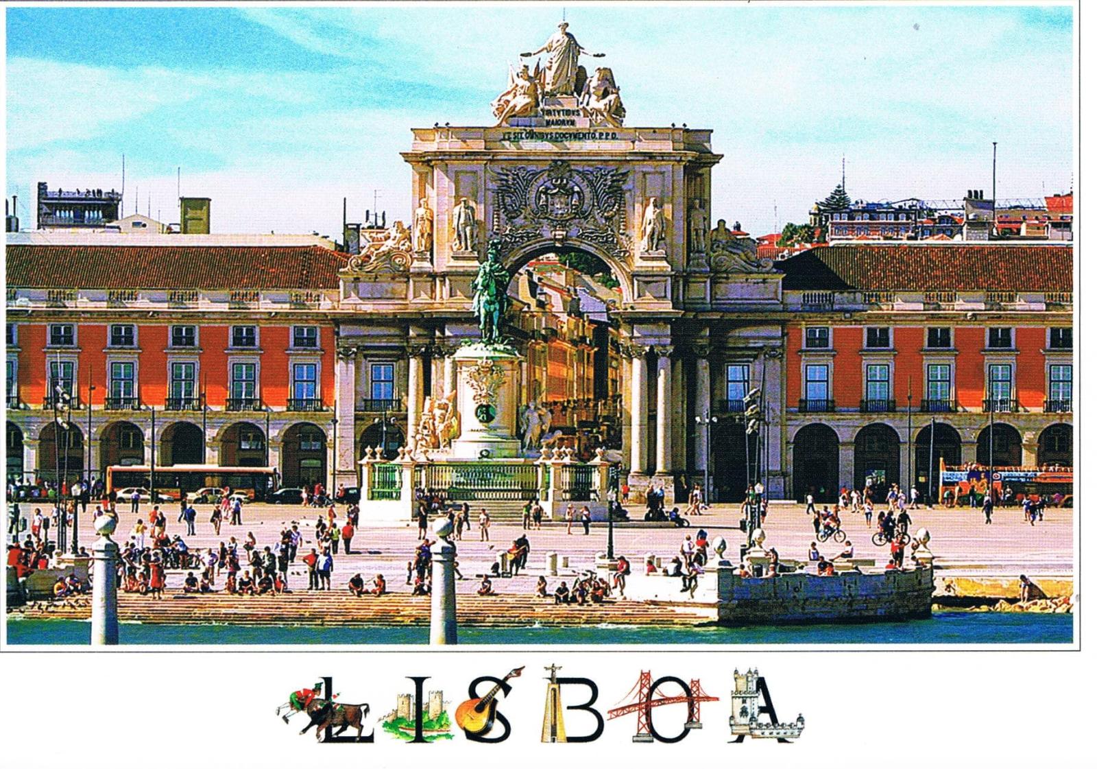 Commerce Square Lisbon Rua Augusta Arch by Day Premium Postcard
