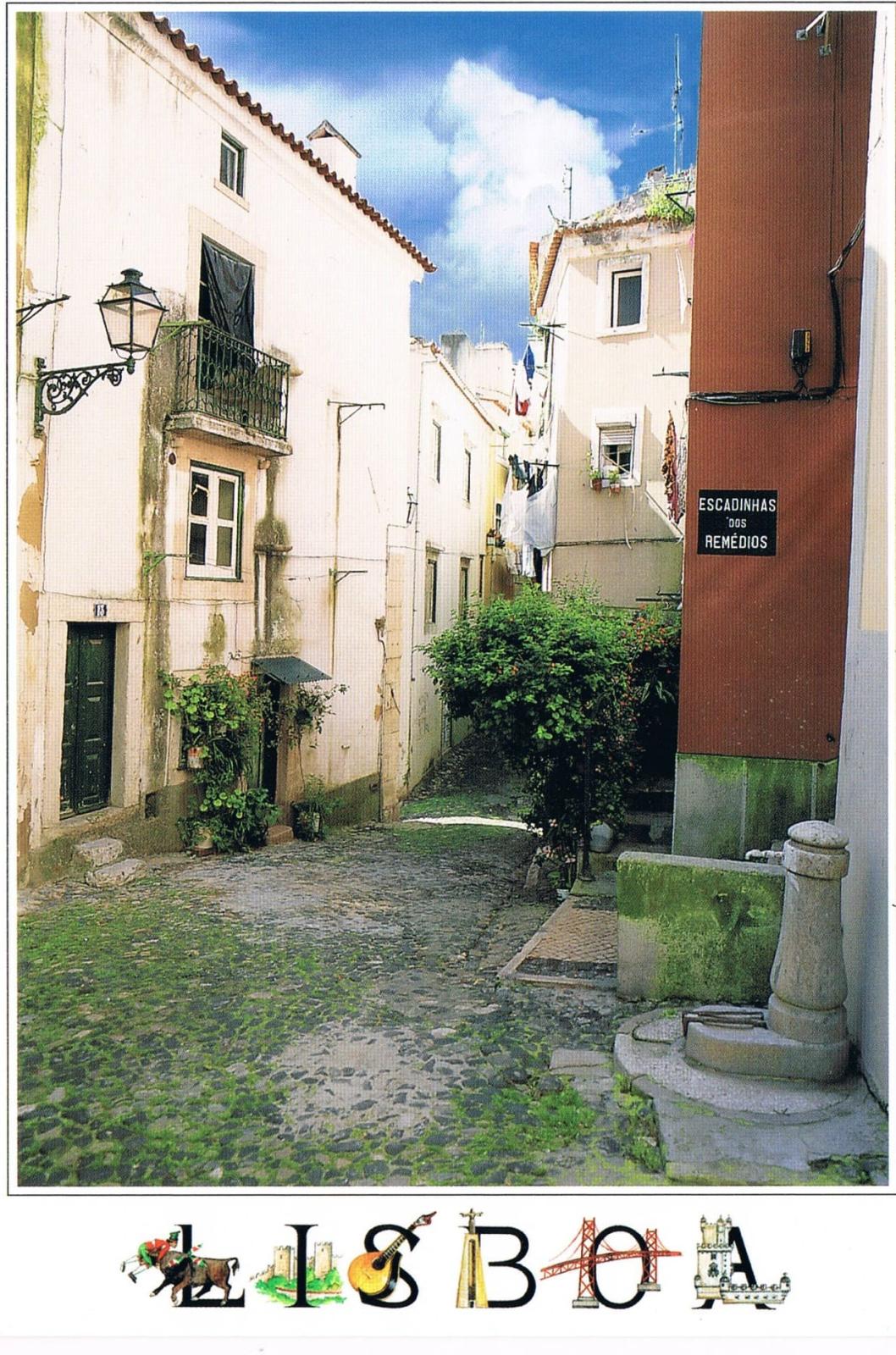 Alfama Lisbon Traditional Cobbled Street Premium Postcard