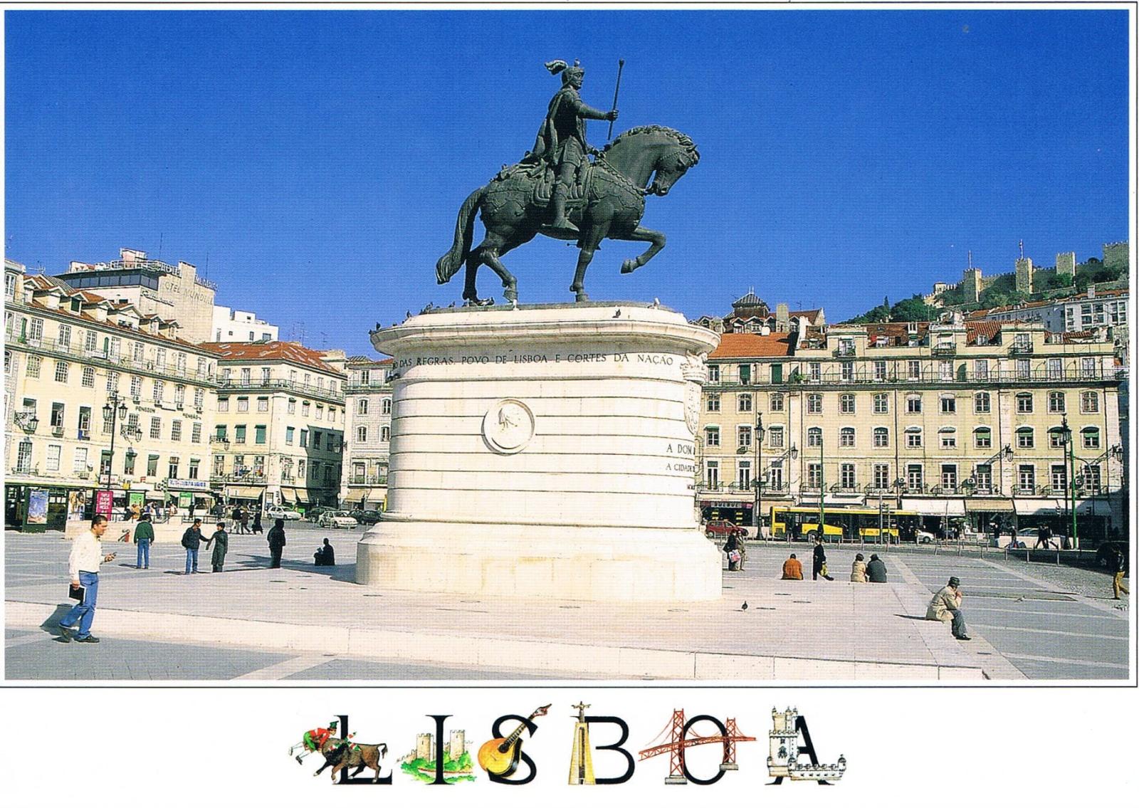 Dom João I Equestrian Statue Praça da Figueira Lisbon Premium Postcard