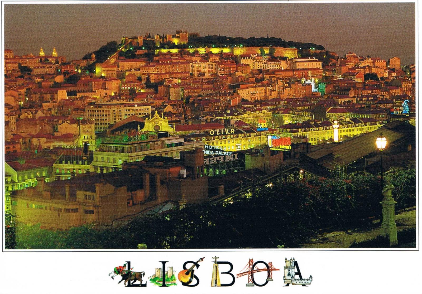 São Jorge Castle and Lisbon Rooftops at Dusk Premium Postcard