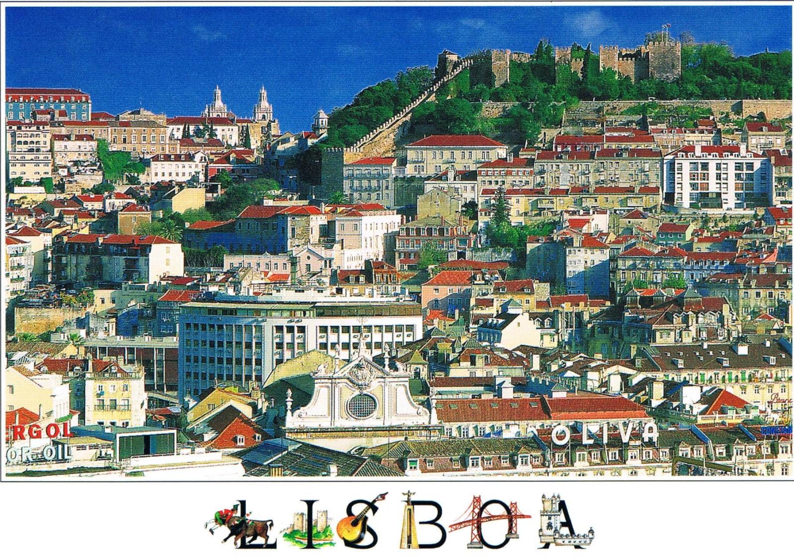 São Jorge Castle and Lisbon Historic Neighbourhood Panorama Premium Postcard