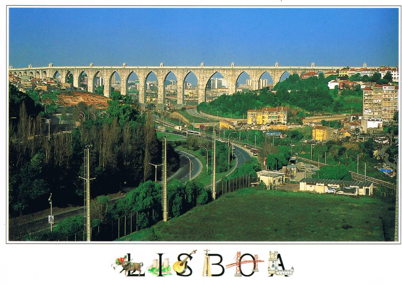 Águas Livres Aqueduct Lisbon Valley Panorama Premium Postcard