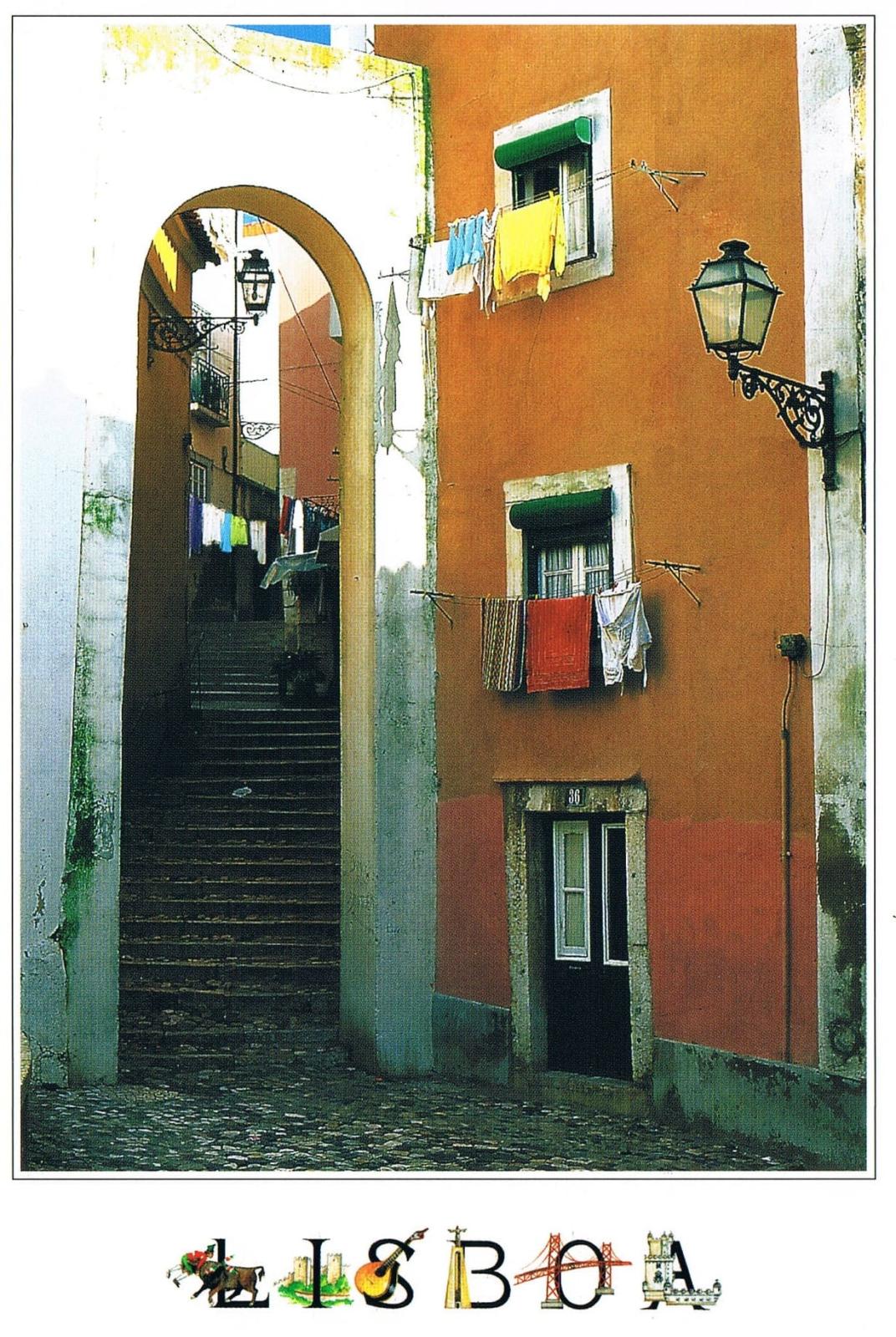 Alfama Lisbon Steep Steps and Colourful Houses Premium Postcard