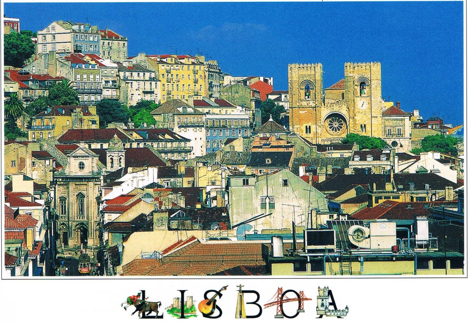 Lisbon Cathedral and Alfama Rooftops Panoramic Premium Postcard
