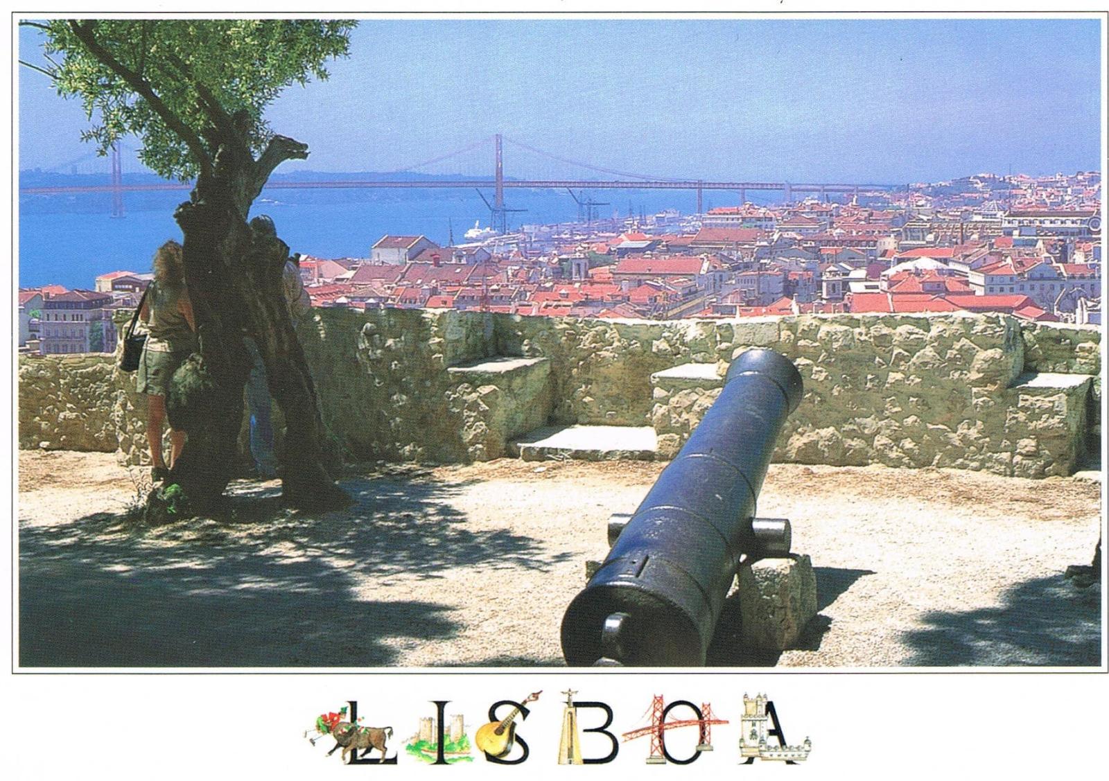 São Jorge Castle Viewpoint Cannon and Tagus Panorama Premium Postcard