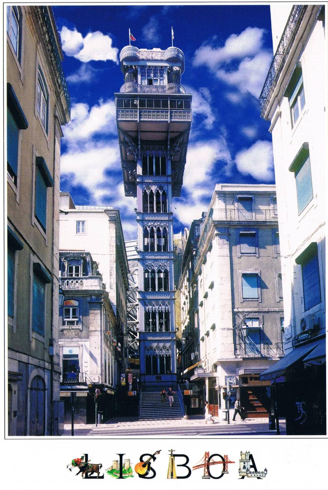 Santa Justa Lift Lisbon Iron Tower Premium Postcard