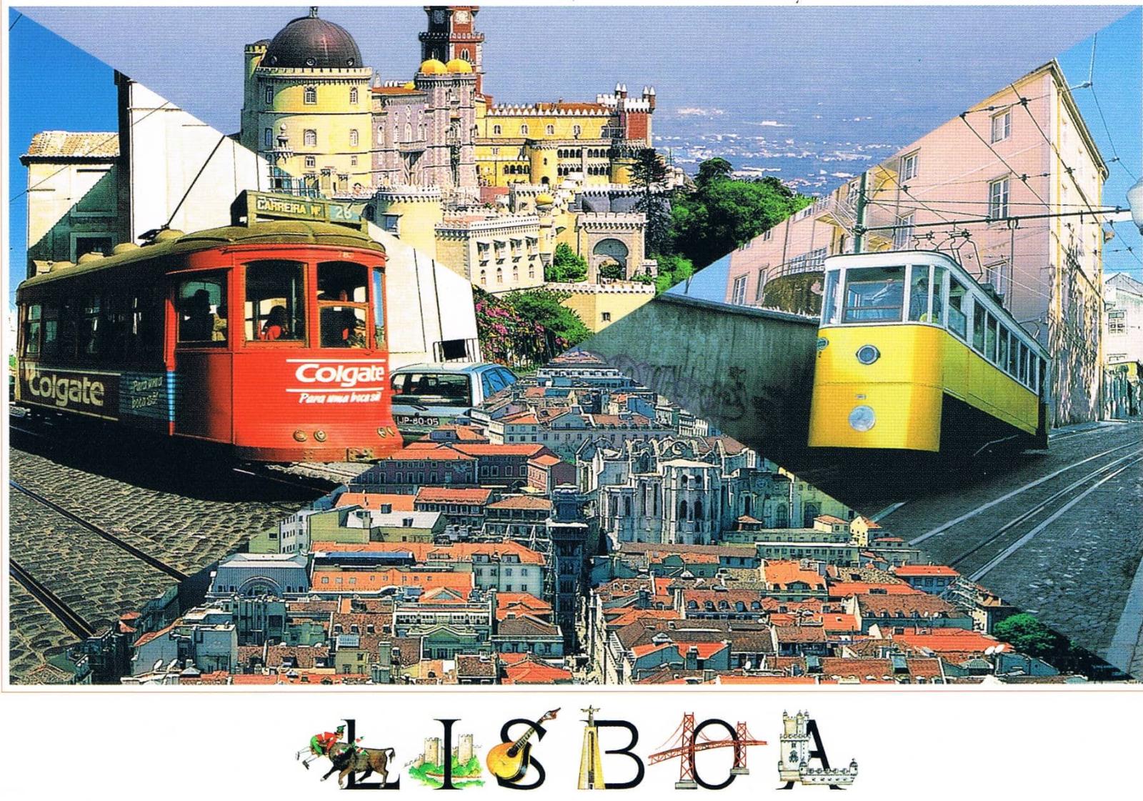 Sintra Palace and Lisbon Tram City Collage Premium Postcard