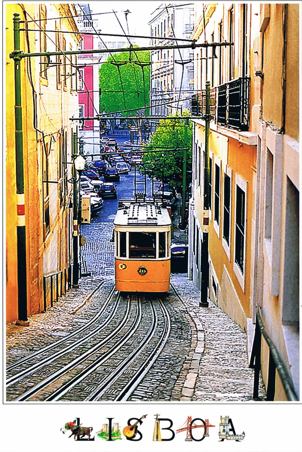 Lavra Funicular Lisbon Narrow Street Premium Postcard