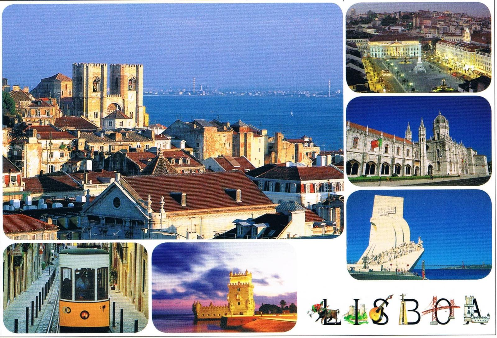 Lisbon Rooftops, Cathedral and Belém Photo Collage Premium Postcard
