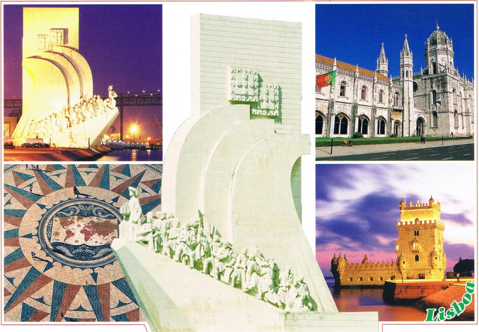 Lisbon Belém Monuments and Azulejos Four-View Premium Postcard