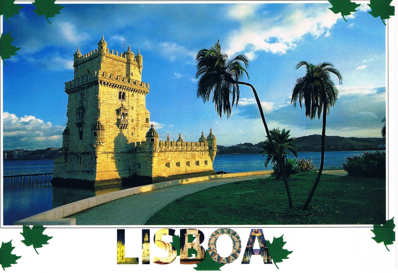 Belém Tower and Palm Trees Lisbon Premium Postcard
