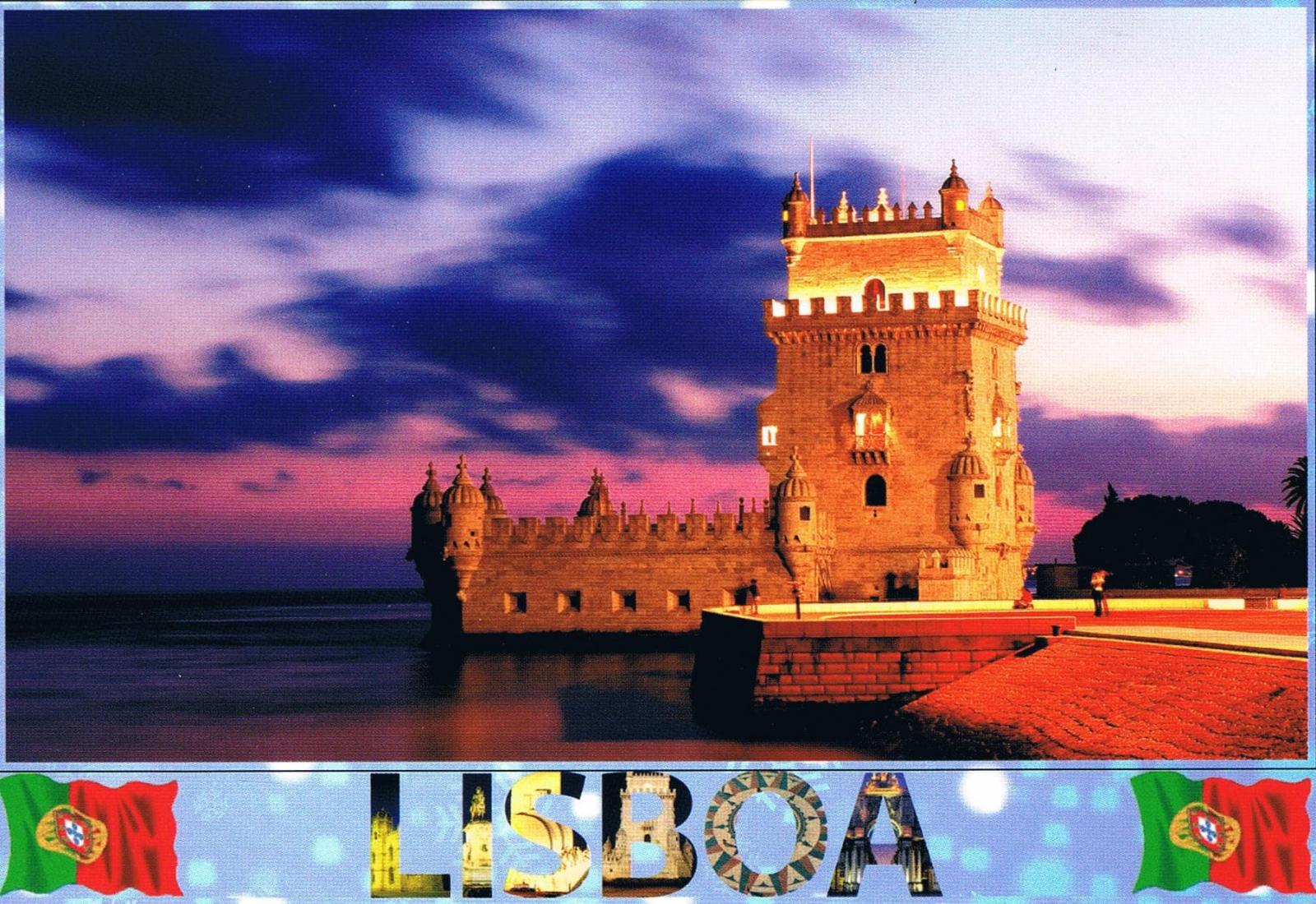 Belém Tower Lisbon Glowing at Dusk Premium Postcard