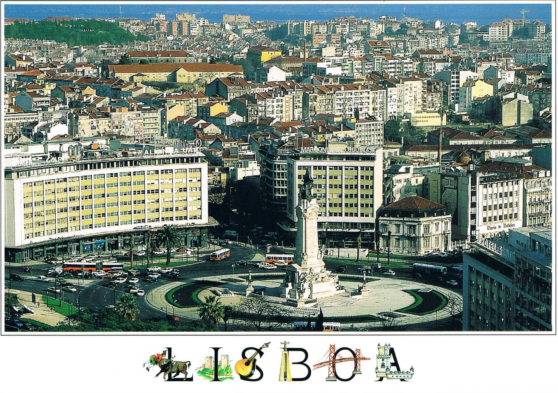Marquês de Pombal Square Lisbon Aerial Panorama Premium Postcard