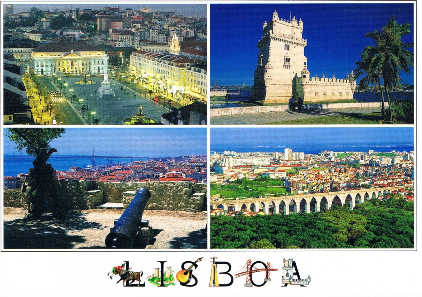 Lisbon Belém Tower, Rossio and Águas Livres Aqueduct Premium Postcard