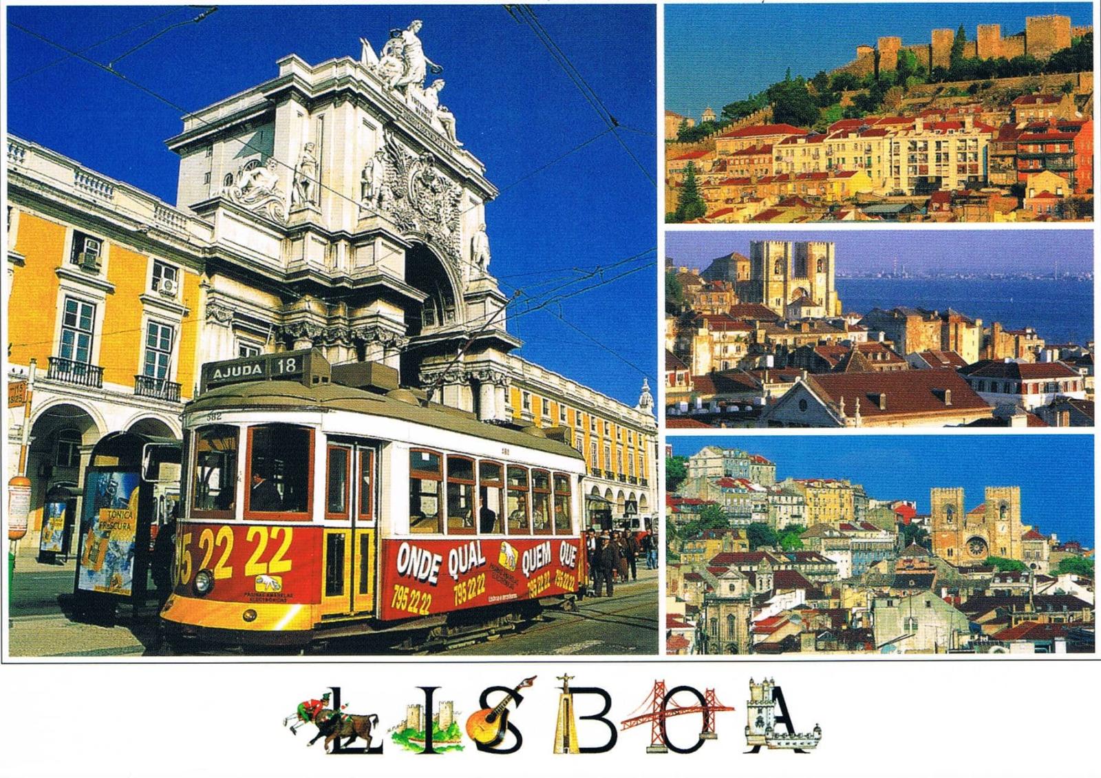 Lisbon Tram and Historic City Views Photo Collage Premium Postcard