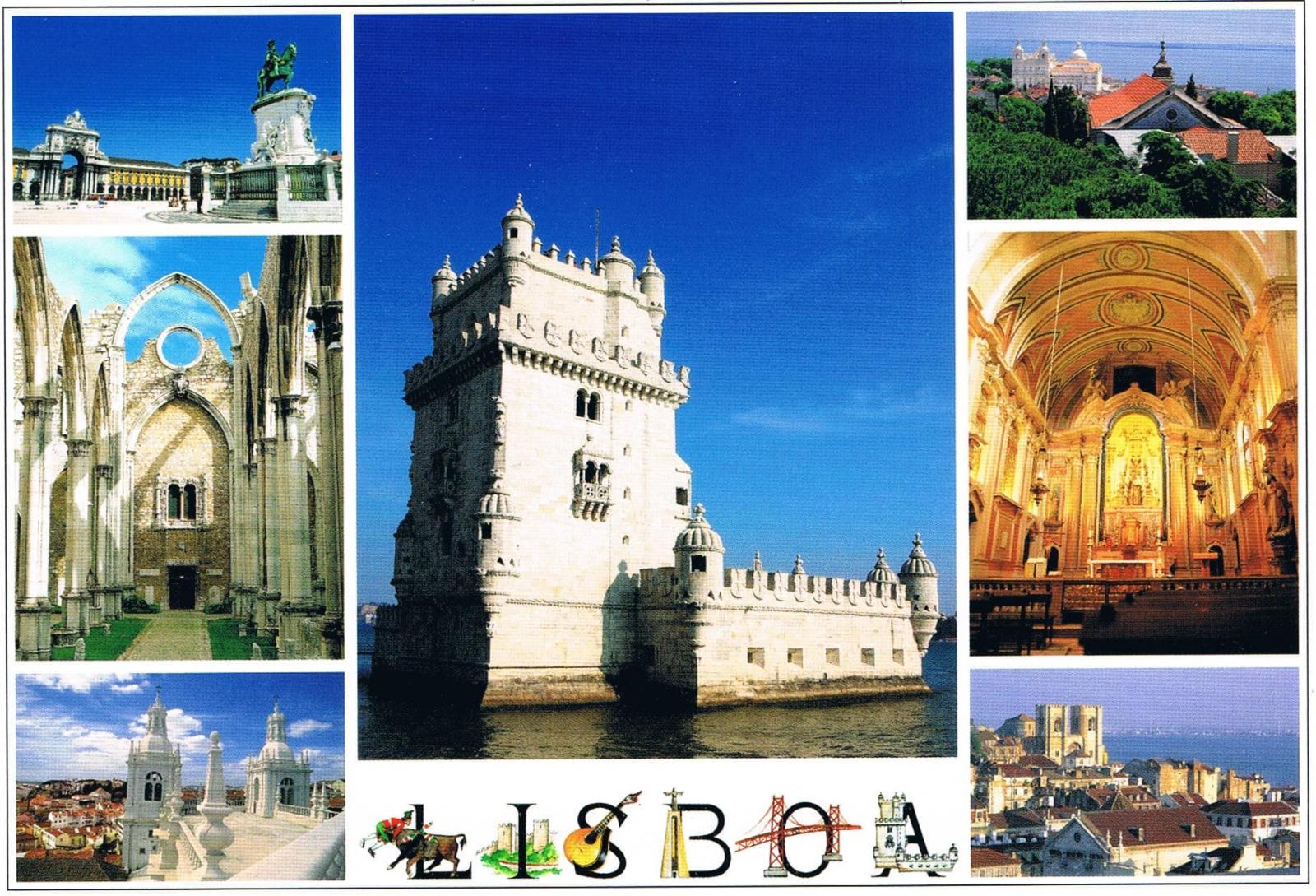Belém Tower and Lisbon Historic Architecture Collage Premium Postcard