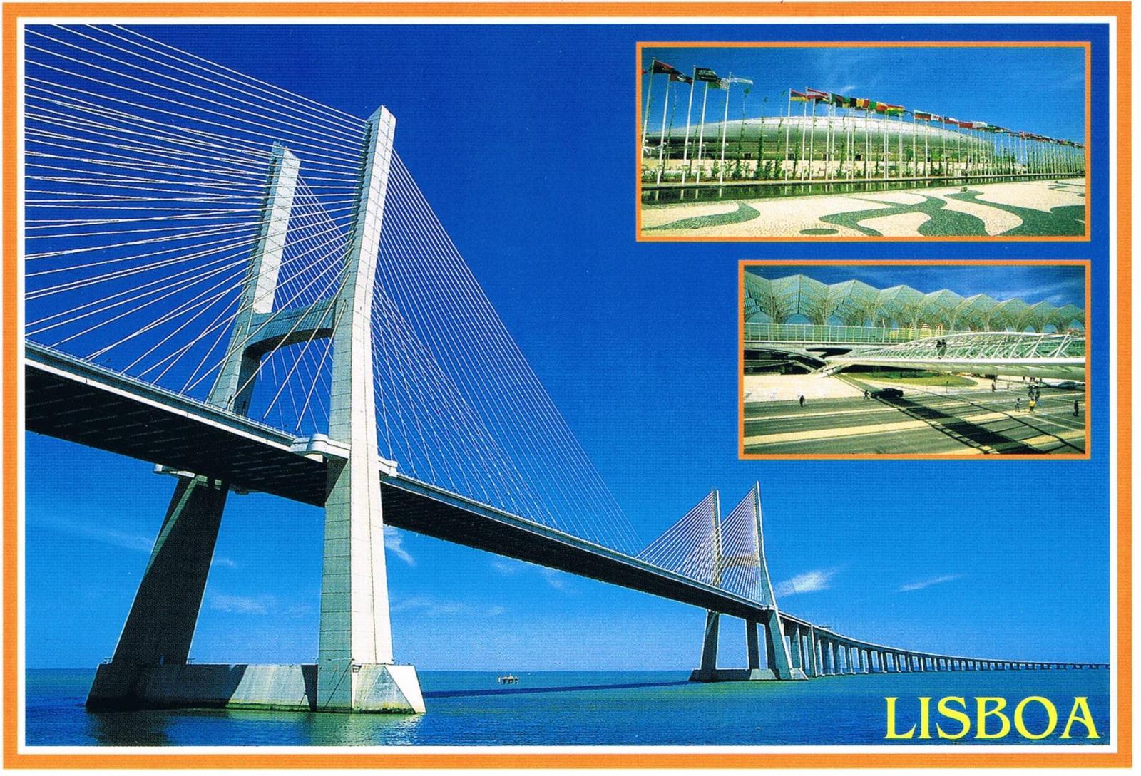 Vasco da Gama Bridge Lisbon Three-View Premium Postcard