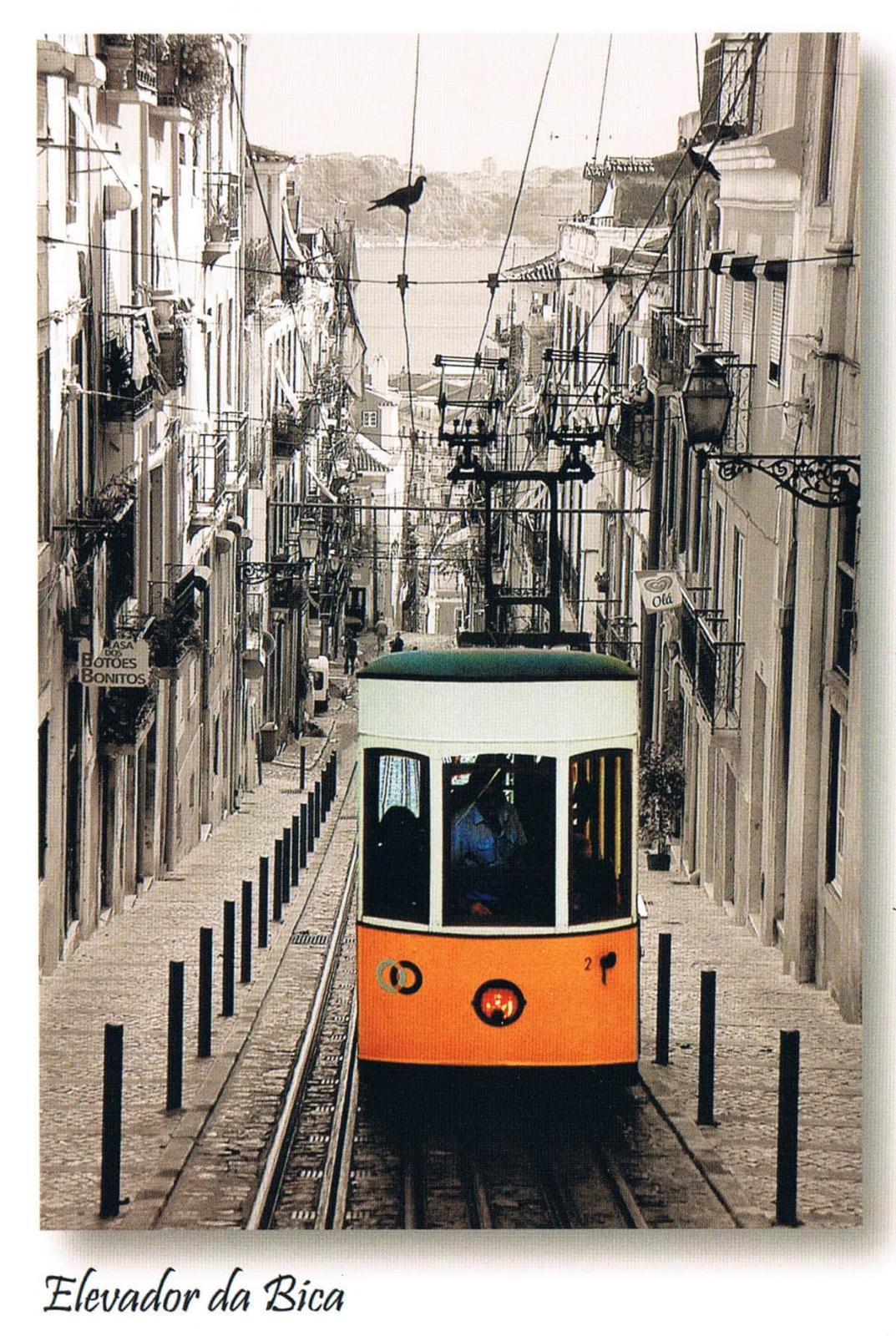 Bica Funicular Lisbon Monochrome Premium Postcard